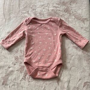 Baby Views 0-3 Months Rose‎ Pink With White Olive Leaves Baby Girl Long sleeve